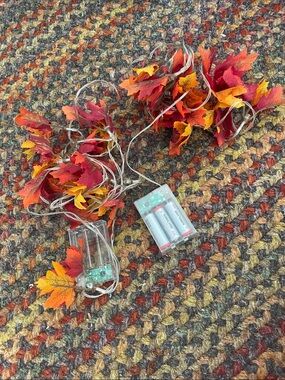 2 Autumn Leaf LED String Lights - Red & Orange